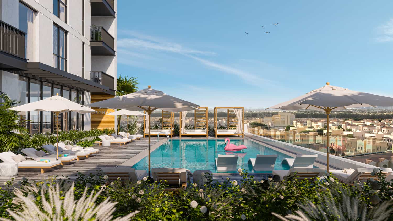 Leisure & Lap Pool With Baja Shelf, Cabanas & Sun Loungers