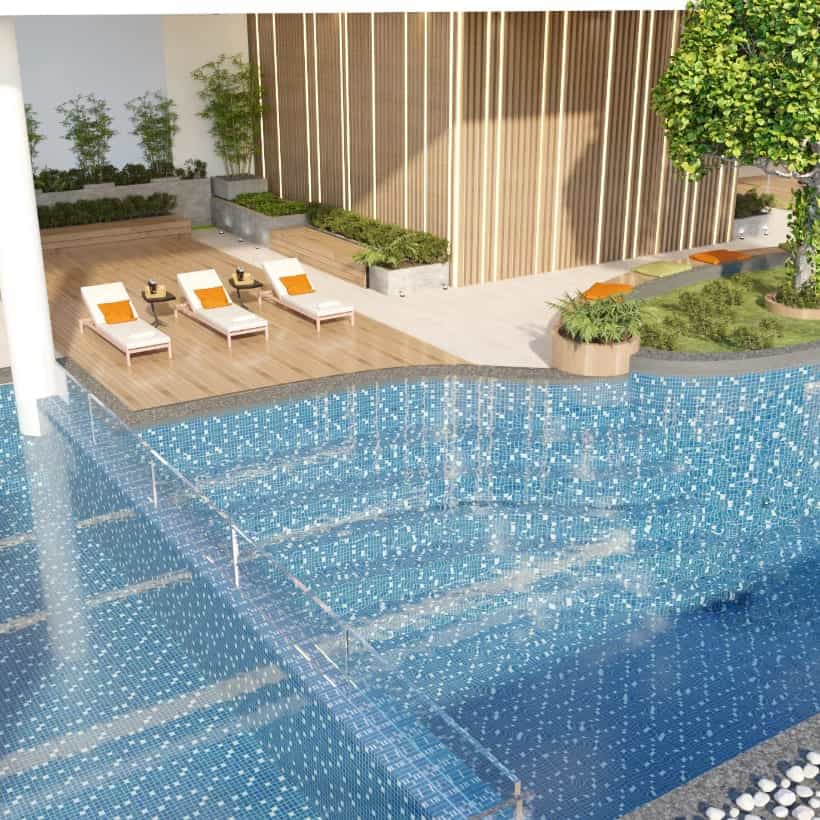 Rooftop Pool With Relaxation Area