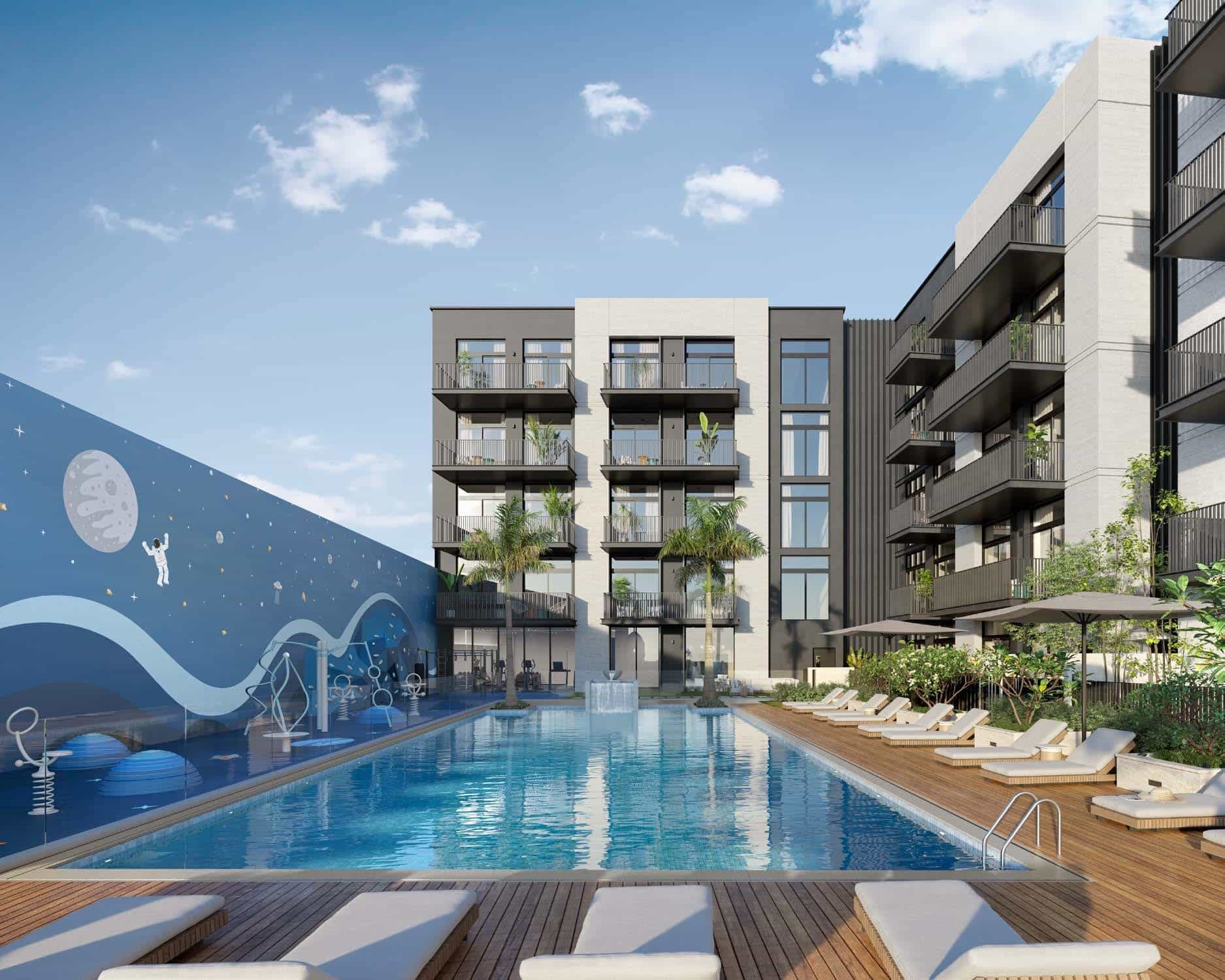 Lap Pool With Sun Loungers