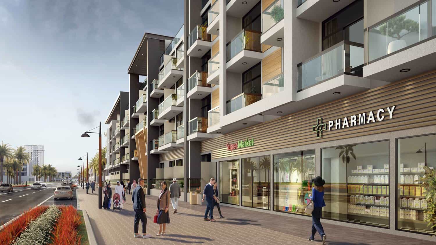 Ground-Level Shops & Cafes