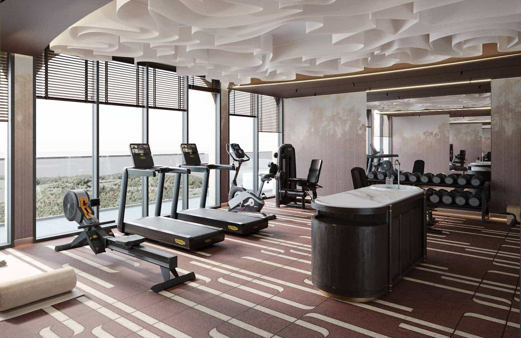 Modern Gym With Panoramic City Views