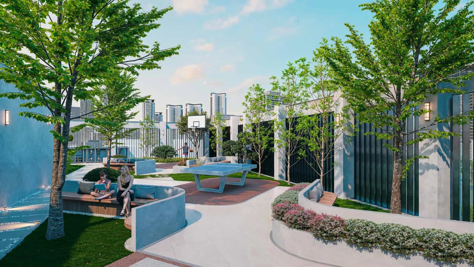 Landscaped Terraces and Community Gardens
