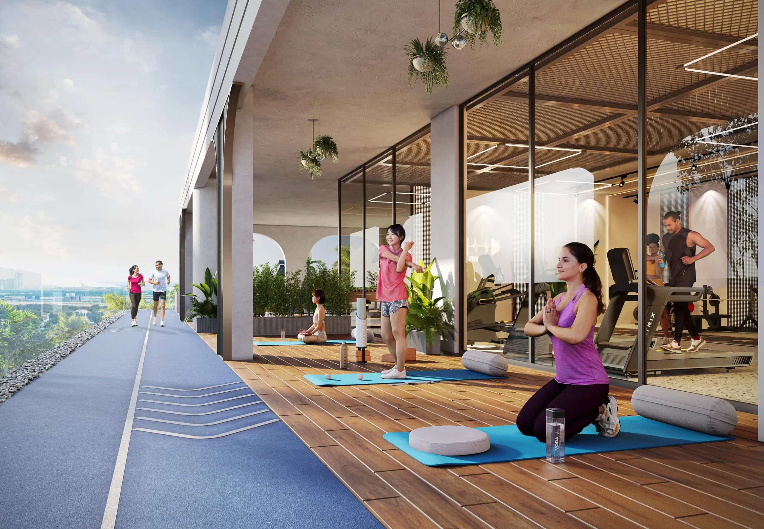 Jogging Track, Yoga Deck & Gym