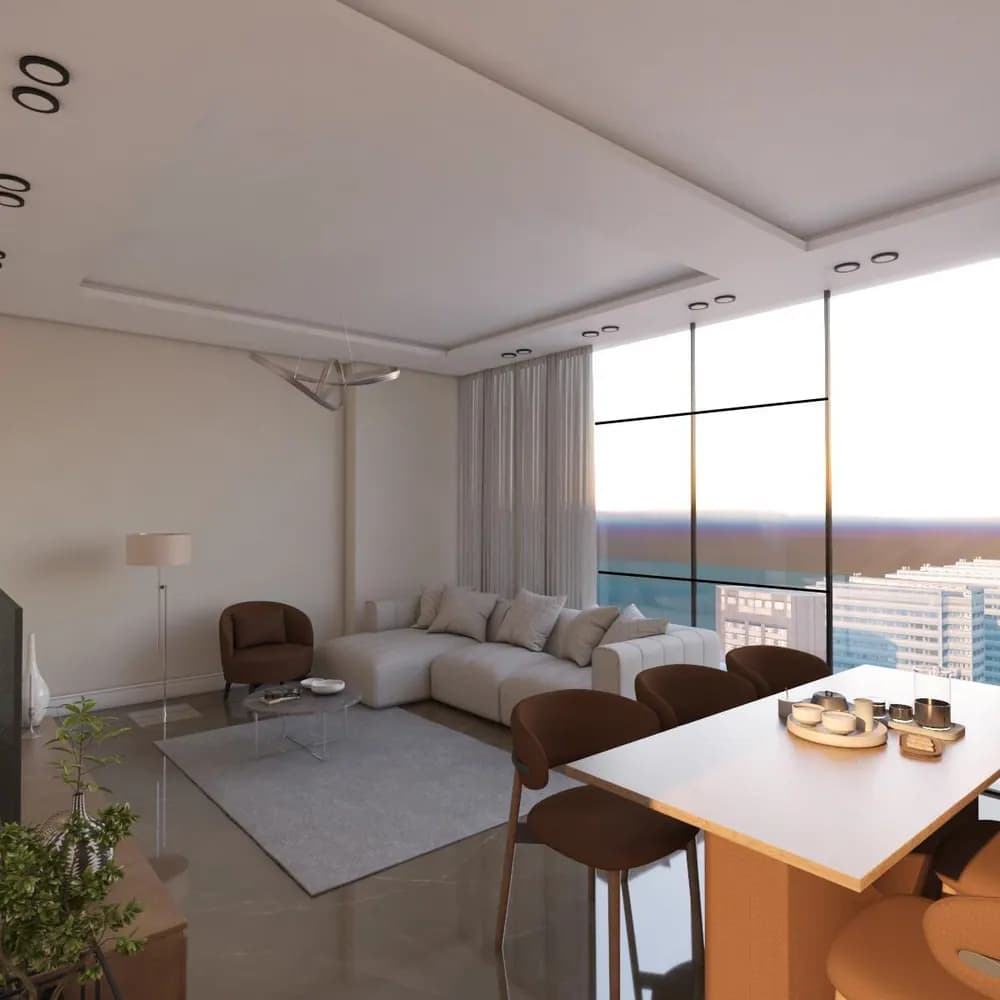 Interior with open views toward Dubai Islands