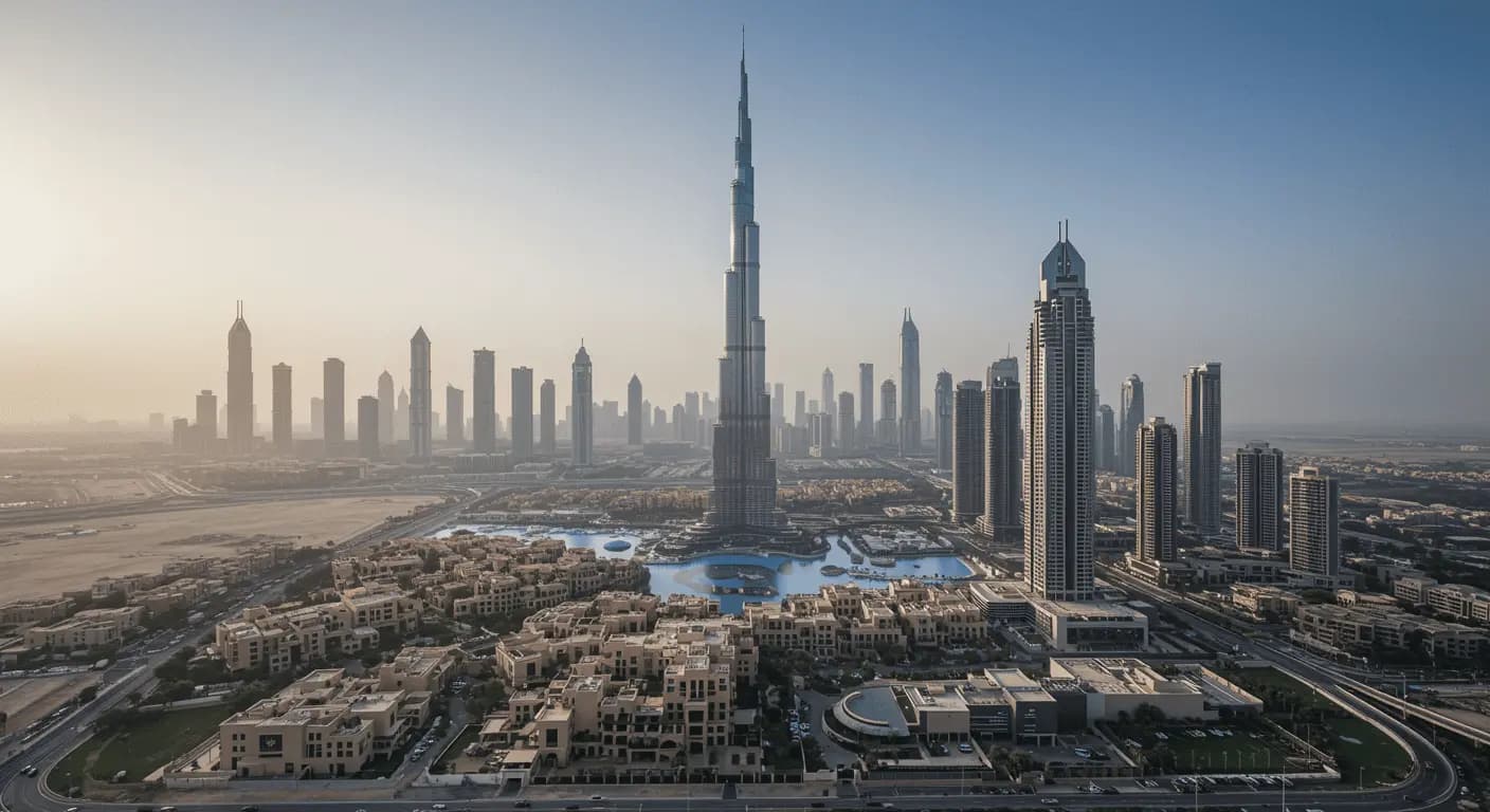 Dubai skyline and premium property search